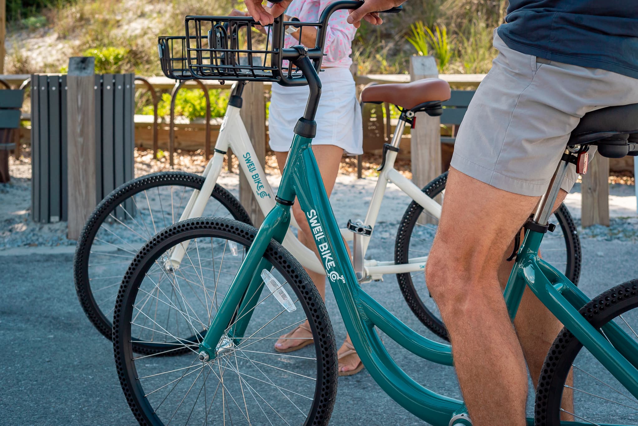 Swell bikes showing their airless honeycomb tires